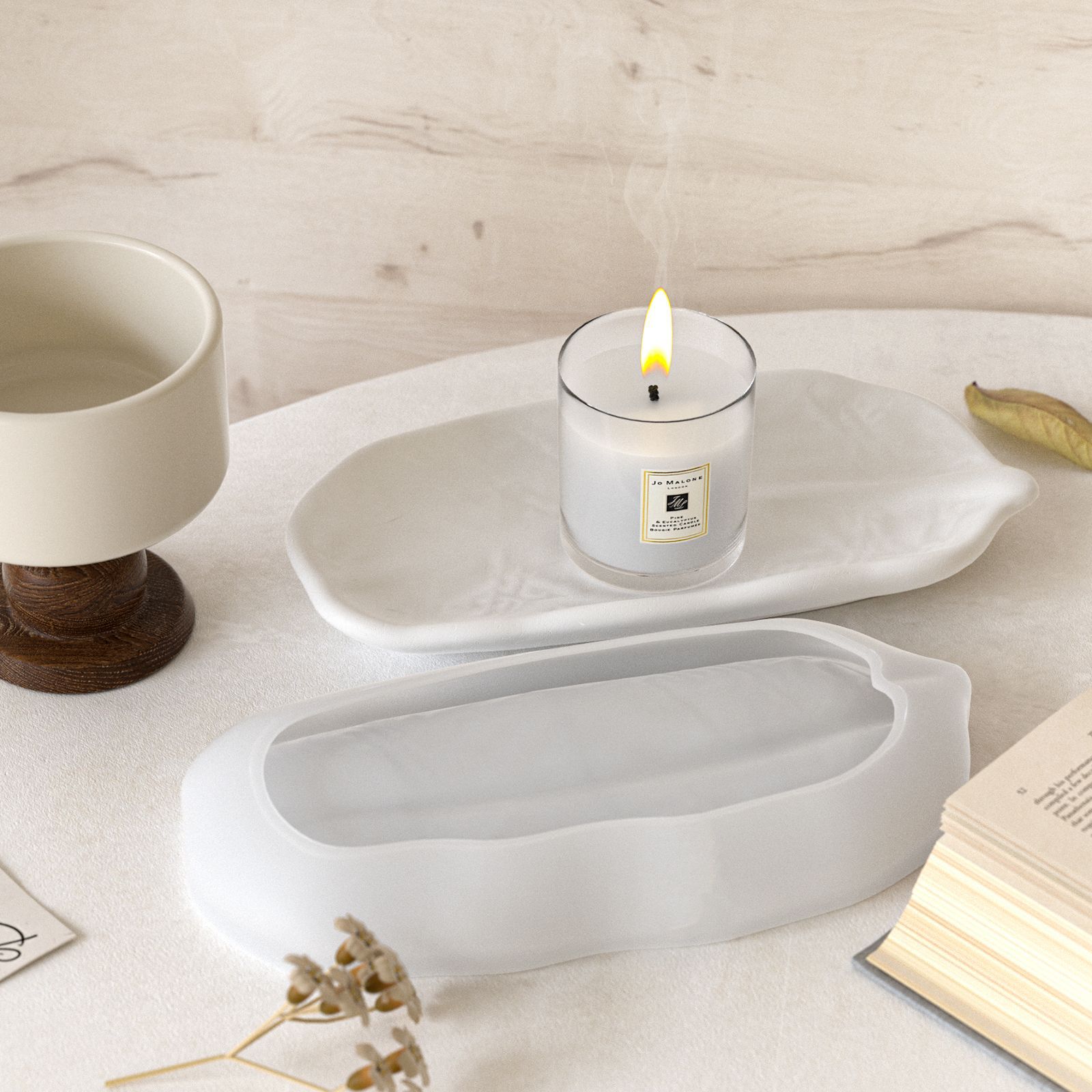 Bandeja de hojas a rayas en re - Candle Making Diy reseña y precio