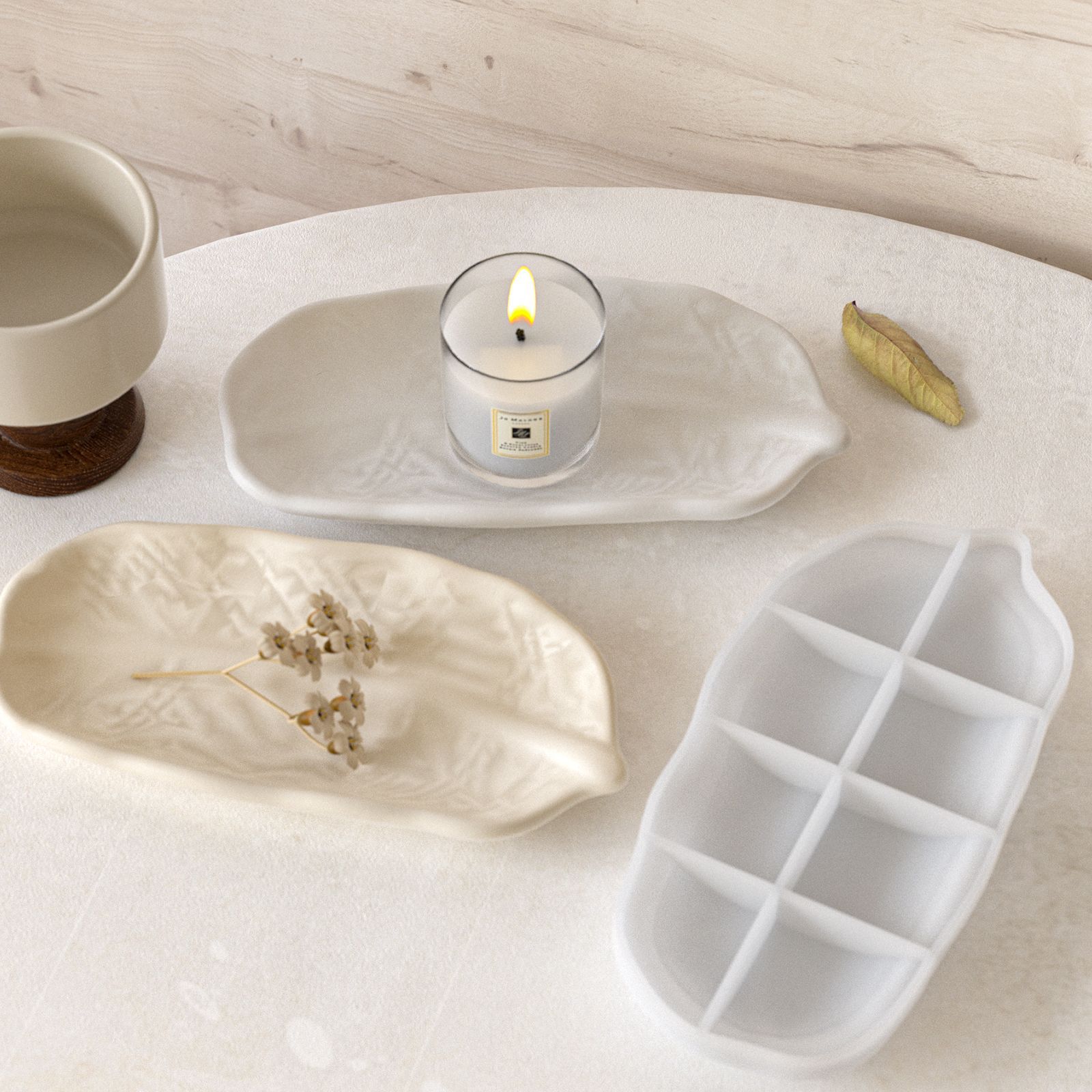 Bandeja de hojas a rayas en re - Candle Making Diy reseña y precio